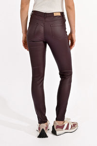 Dark Red Faux Leather Skinny Jeans