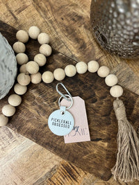 Pickleball Theme Round Leather Keychains