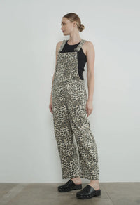 ANIMAL PRINT SLOUCHY RELAX FIT DENIM OVERALL