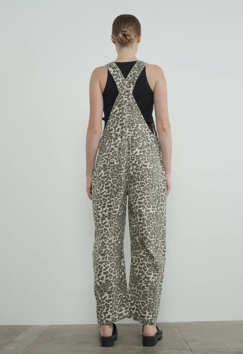 ANIMAL PRINT SLOUCHY RELAX FIT DENIM OVERALL