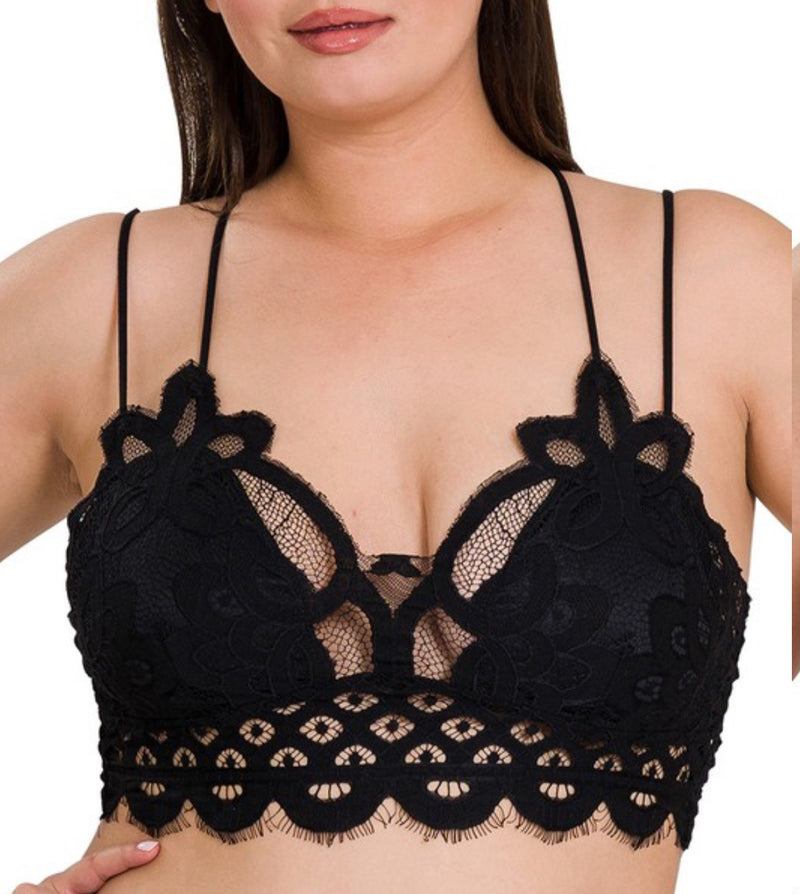 Plus Size Crochet Lace Bralette with Bra Pads