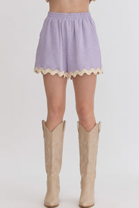 Lavender High Waisted Shorts with Ric Rac Trim