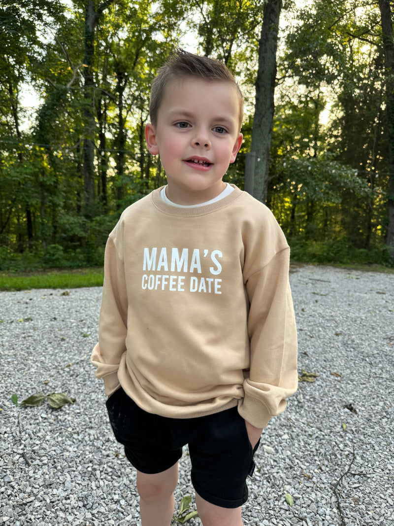 Mama's Coffee Date Tan Kids' Sweatshirt - Mother's Day