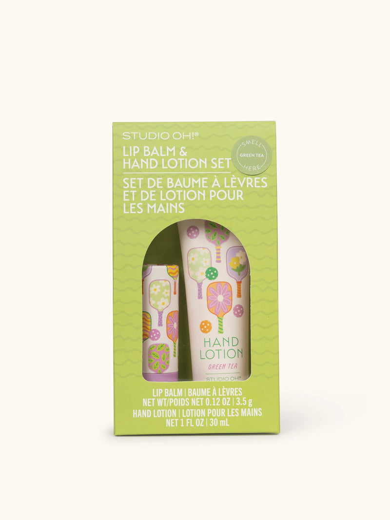 Green Pickleball-themed Lip Balm & Hand Lotion Set – fun & hydrating skincare duo