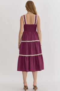 Plum Ric Rac Sleeveless Dress with Pockets Back