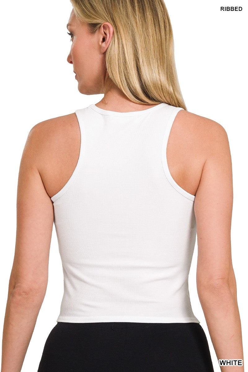 RACER BACK RIB TANK TOP W REMOVABLE PADS