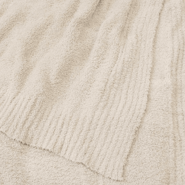 Cream 80"x60" Buttery Soft Fluffy Knit Blanket