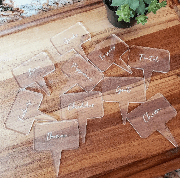 Acrylic Charcuterie Board Markers - 8 Piece Set