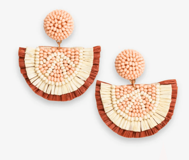 Josephine Grapefruit Raffia Earrings- Blush