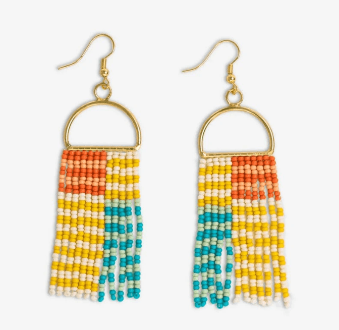 Allison Horizontal Striped Grid Earrings- Amalfi