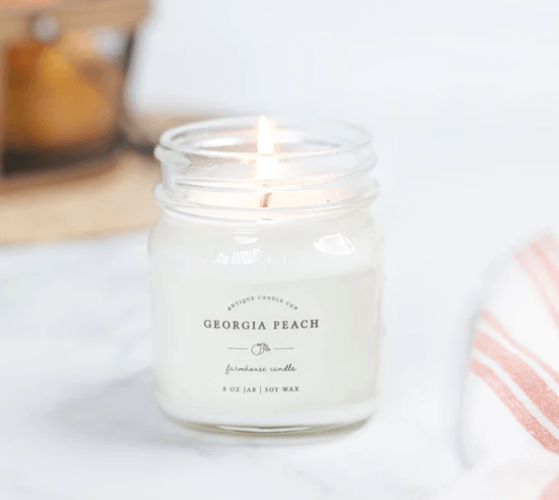 ANTIQUE CANDLE CO. Soy Wax Mason Jar Candle - Georgia Peach- 8 oz