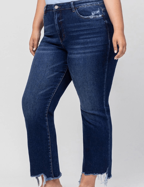 VERVET by Flying Monkey Curvy Super High Rise Ankle Frayed Jeans