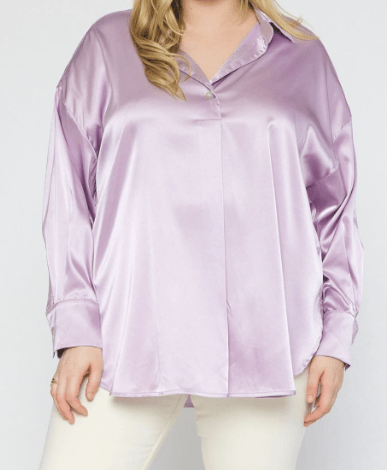 Satin Button Up Plus Size Shirt