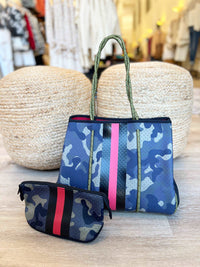 Camo with Red Stripe Neoprene Makeup Bag