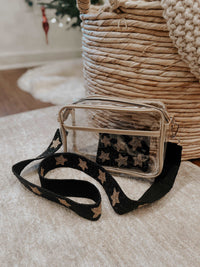 Gold Trim Clear Camera Crossbody