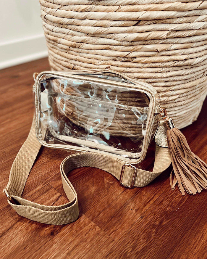 Gold Trim Clear Camera Crossbody