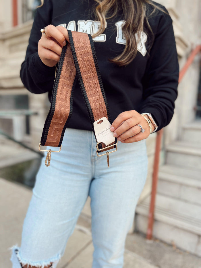 Bronze Greek Pattern Guitar Strap