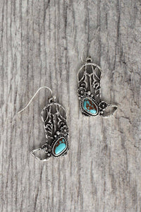 Stylish Turquoise Cowboy Boots Earrings - Western Fashion