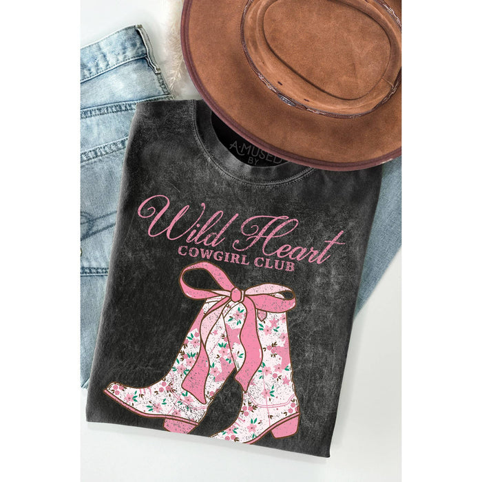 Howdy Cowgirl Boots-  Mineral Washed T-Shirt