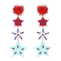 Patriotic Rhinestone Star Acrylic Earrings