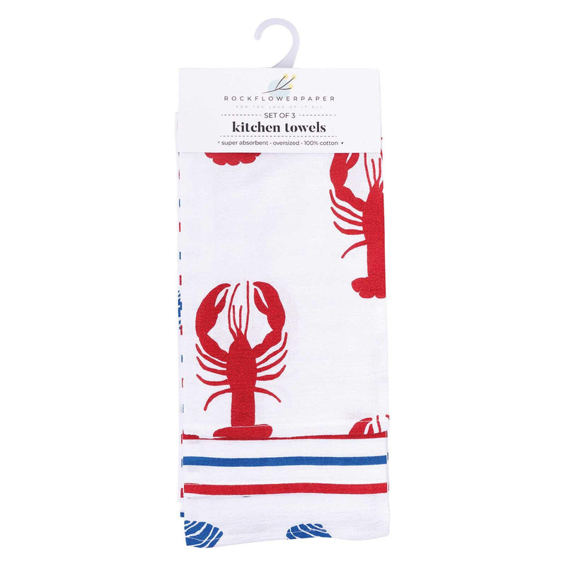 COASTAL Cotton Kitchen Towels, Set of 3