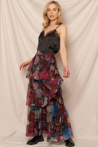 Floral Tiered Faari Maxi Skirt