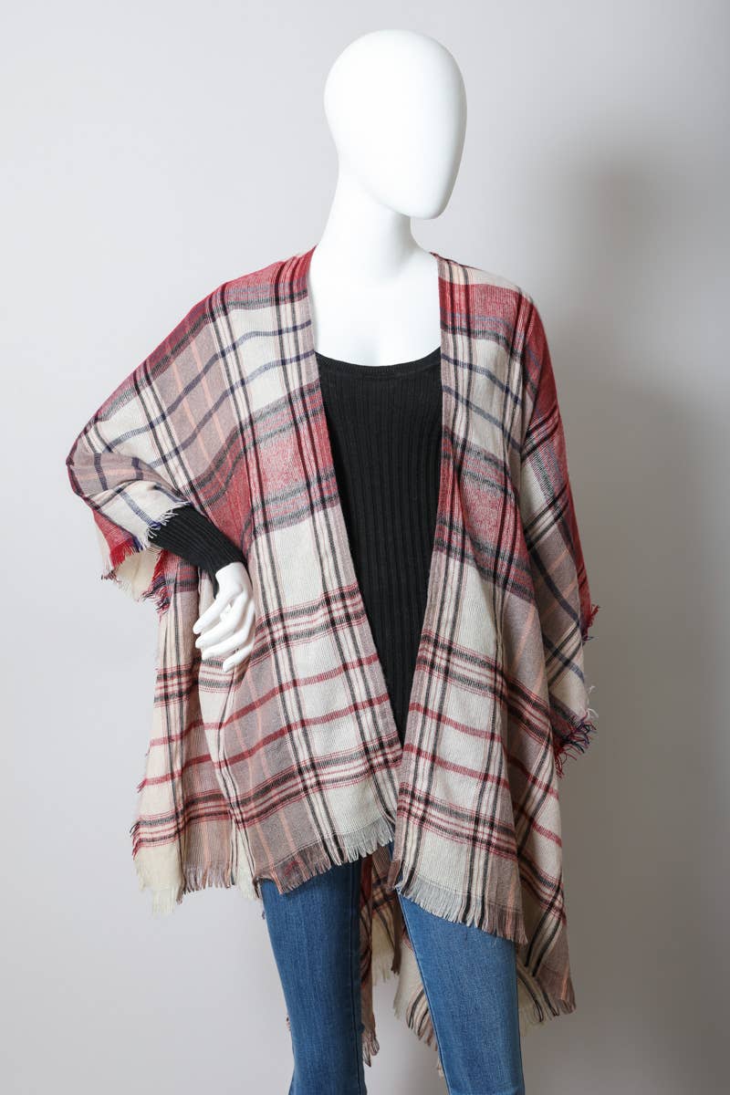 Lightweight Plaid Ruana Wrap