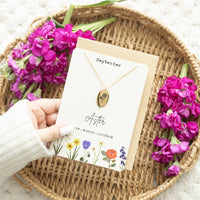 Birth Flower Necklace with Greeting Card