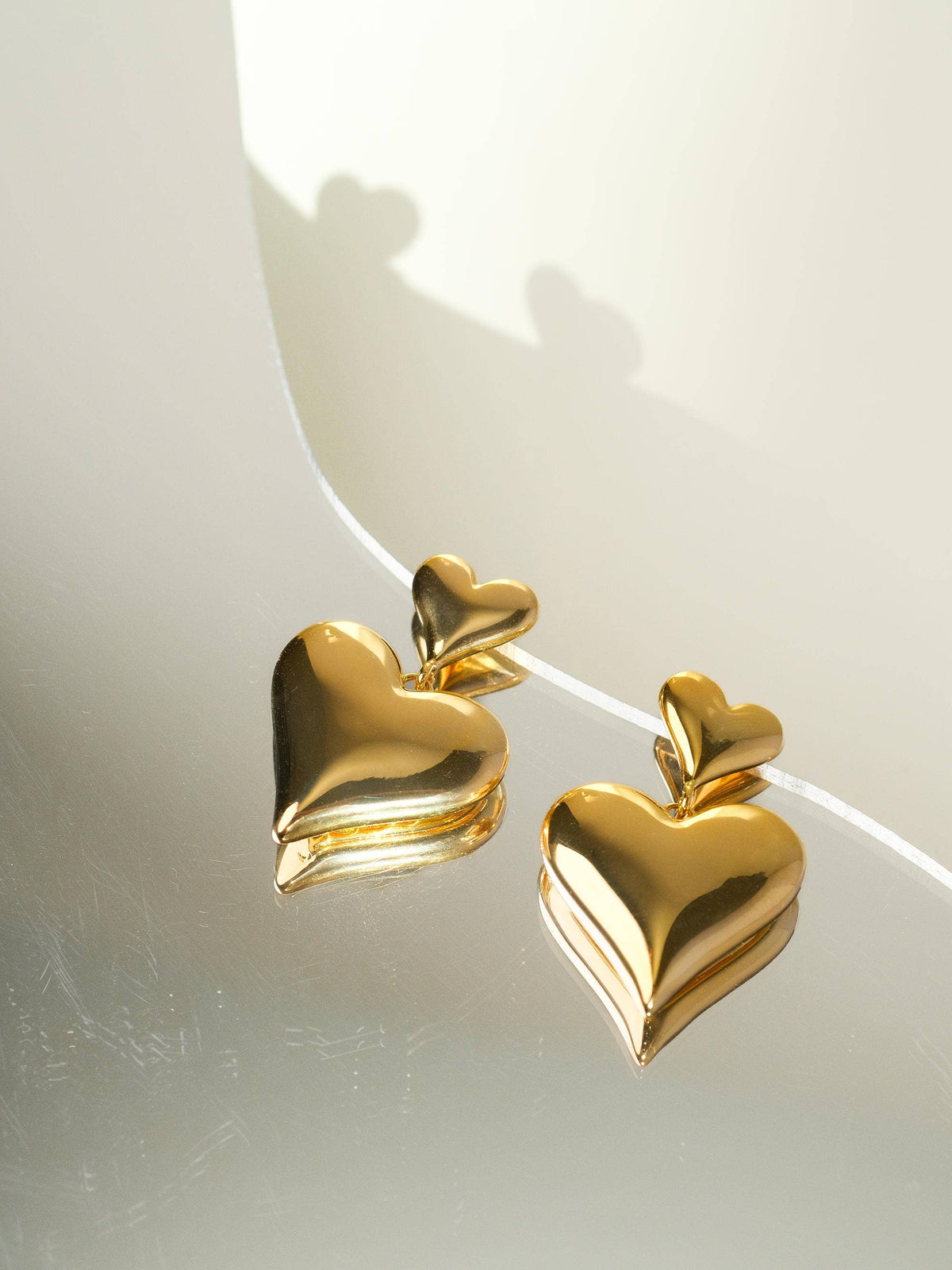 Delphine 18K Gold  Classic Two-Piece Heart Earring