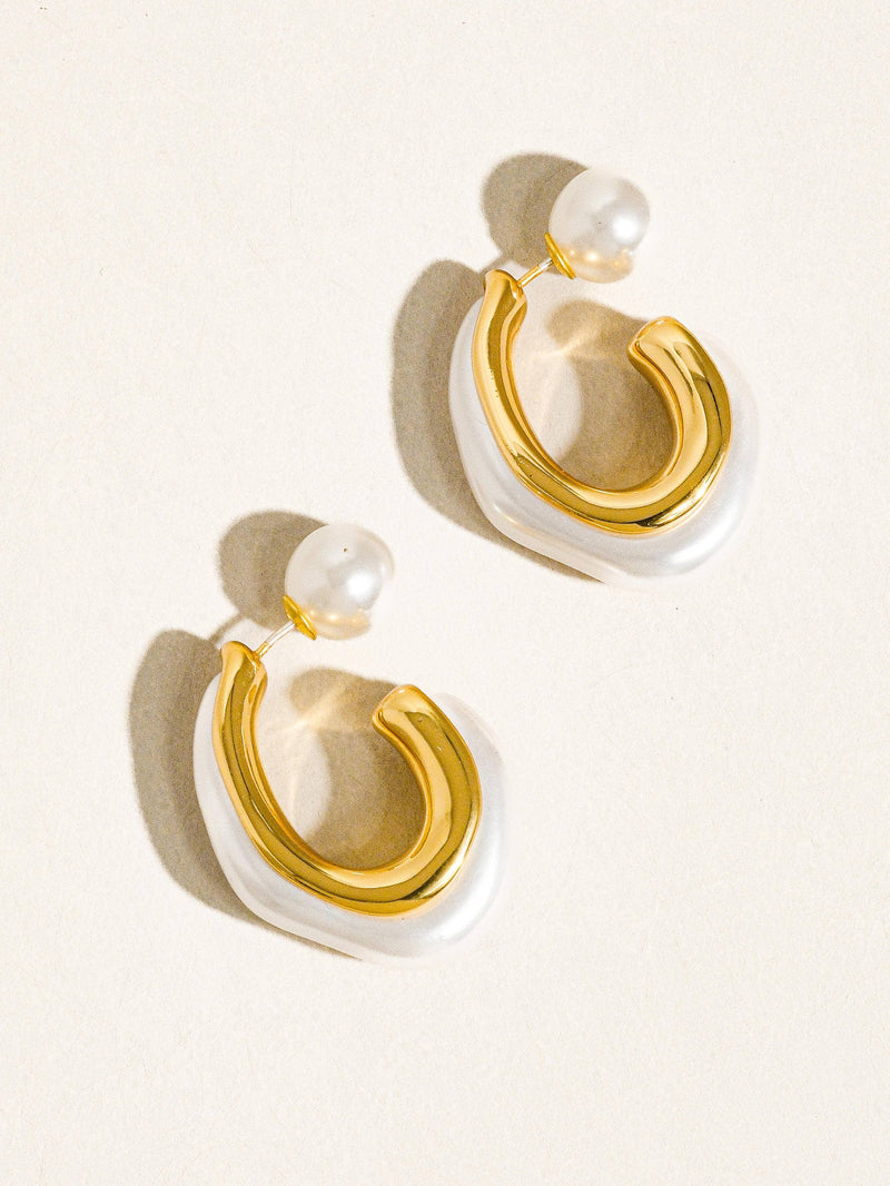 Kinsley 18K Gold Classic Pearl C Hoop Earring