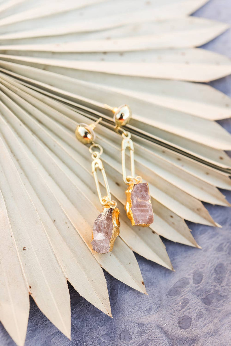 Gemstone Pin Drop Fashion Earrings