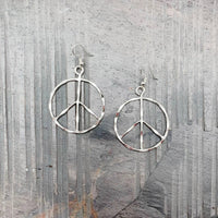 Silver Plated Earrings - Peace Sign