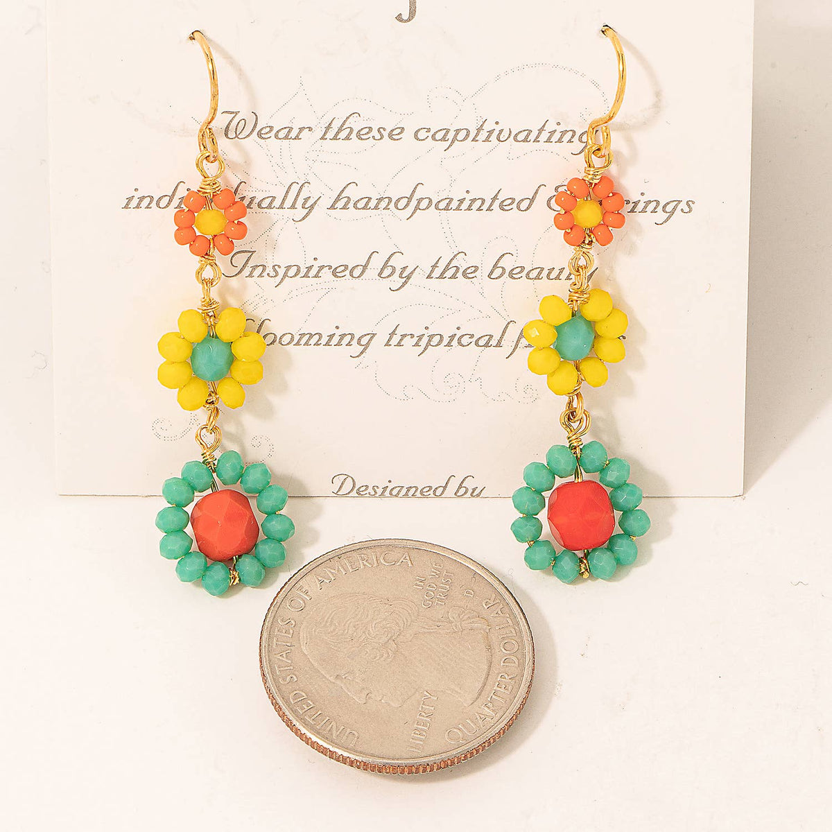 Tiered Beaded Flower Drop Earrings