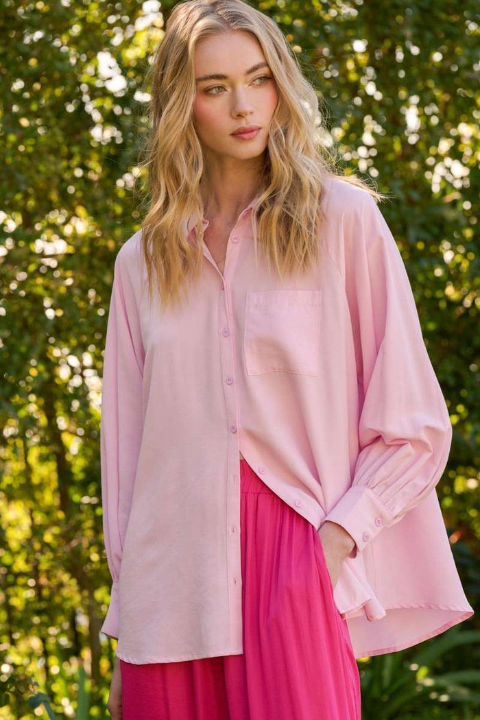 Pink Long Sleeve Button Down Shirt