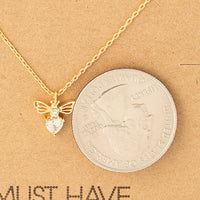 Mini Rhinestone Bee Pendant Necklace