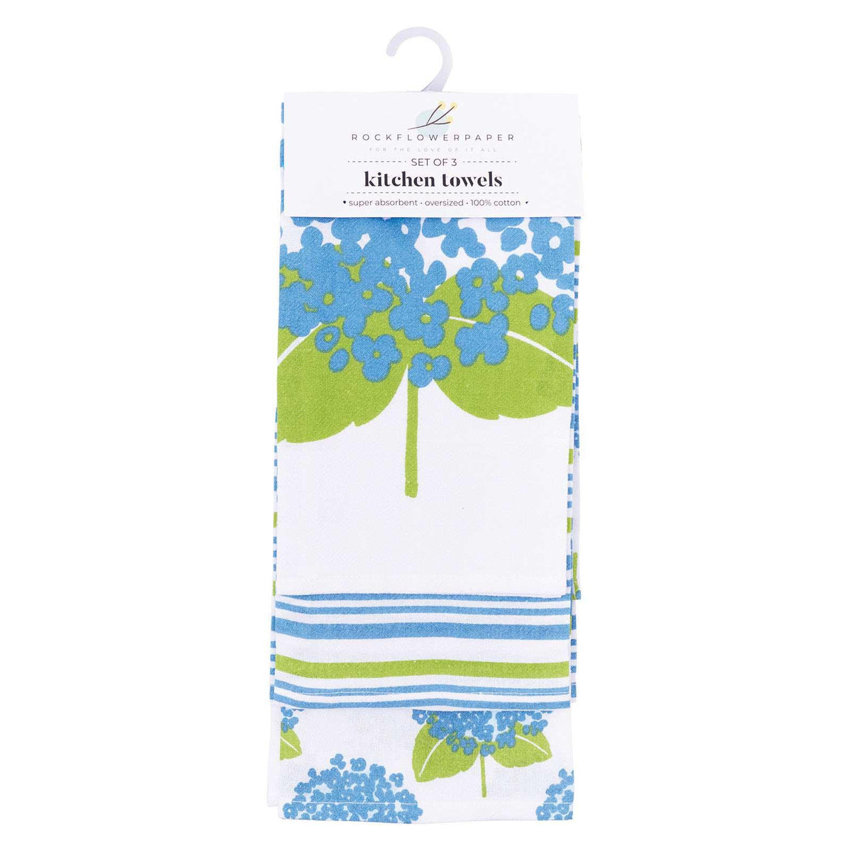 HYDRANGEA Cotton Kitchen Towels, Set of 3