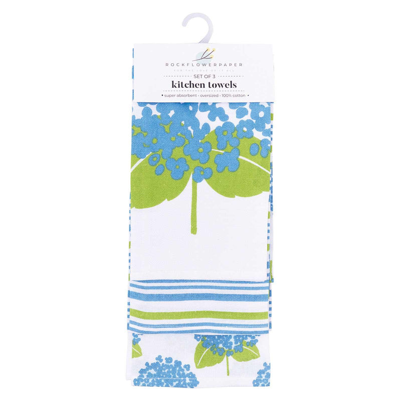 HYDRANGEA Cotton Kitchen Towels, Set of 3