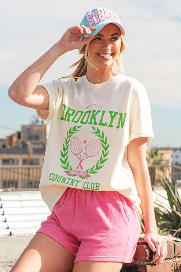 Brooklyn Round Neck Oversized Pickleball Tee