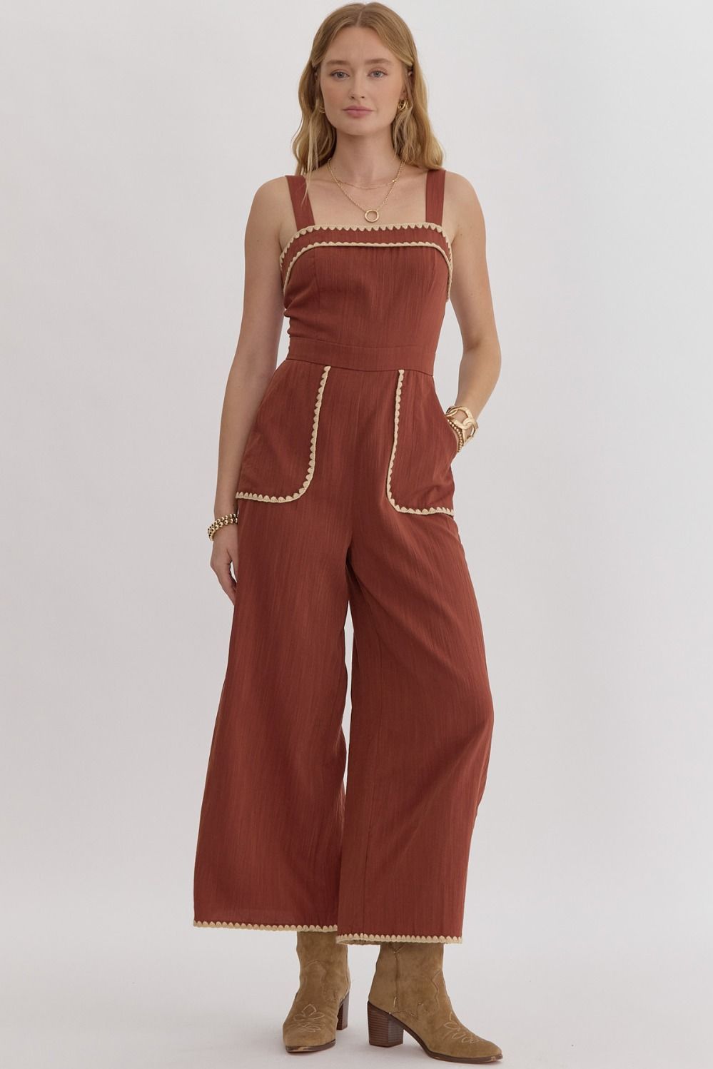 Solid Square Neck Sleeveless Jumpsuit