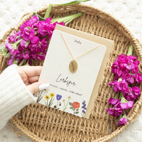 Birth Flower Necklace with Greeting Card