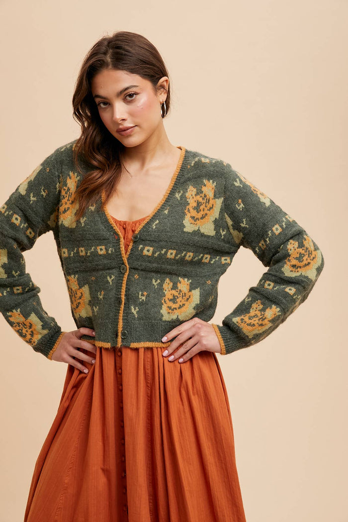 Floral Jacquard Cardigan