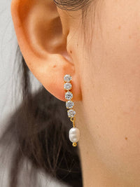 Anton 18K Gold Non-Tarnish CZ Pearl Drop Earring