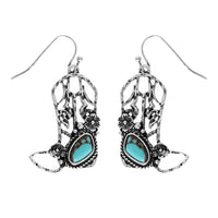 Western Turquoise Cowboy Boots Dangle Earrings - Trendy Accessories