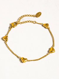 Vivre 18K Gold Non-Tarnish Petite Heart Bracelet, Necklace