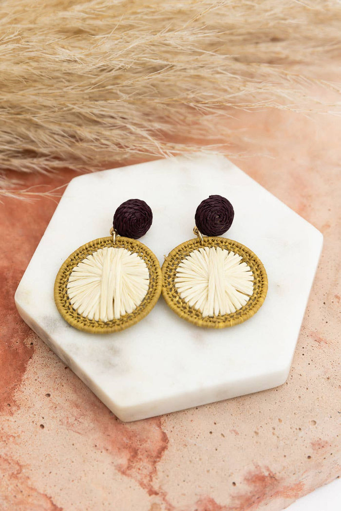 Earthy Chic Raffia Earrings on Stand