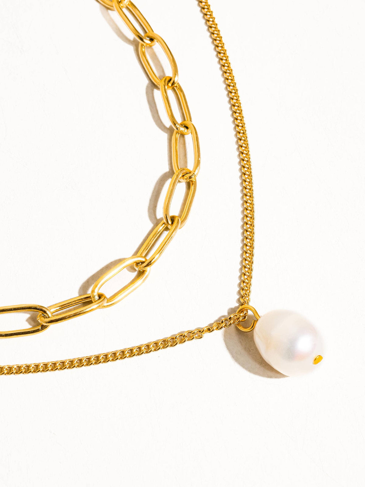 Percy 18K Gold Non-Tarnish Layered Chain Pearl Necklace