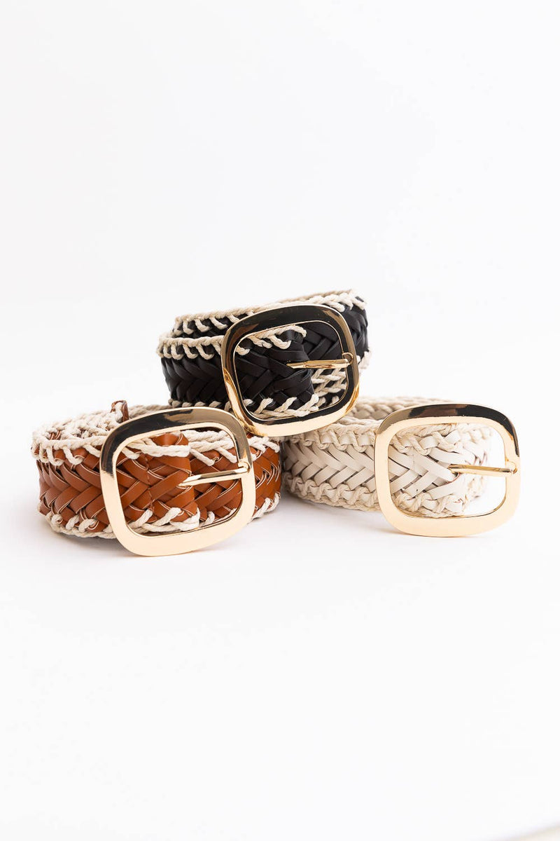 image of woven leather belt in three colors