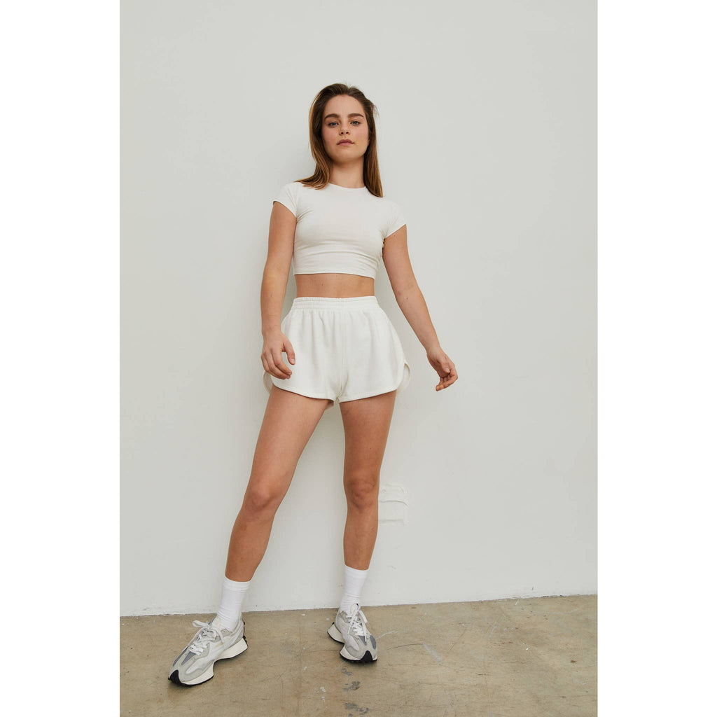 Off White Cropped Athletic Top
