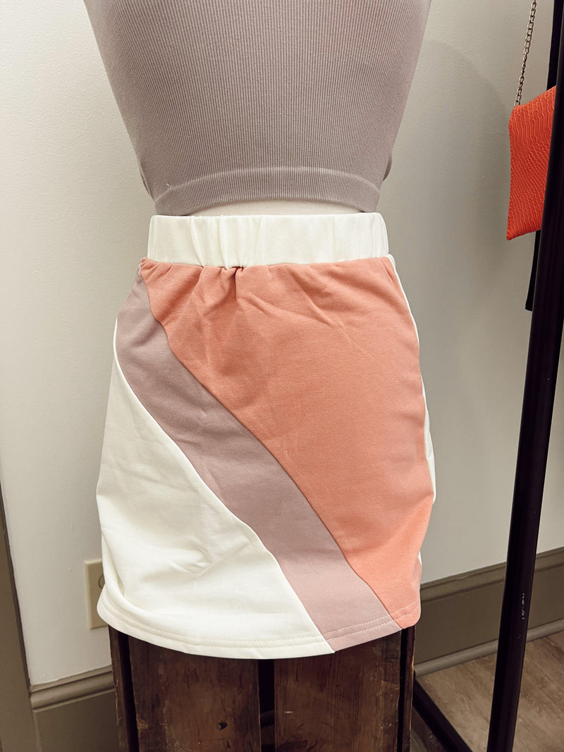 Cream & Blush Terry Skirt