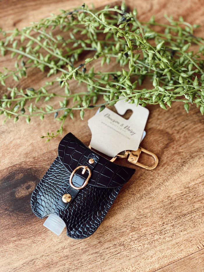 Black Crocodile Hand Sanitizer Key Chain